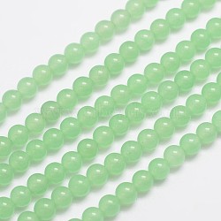 Natural & Dyed Malaysia Jade Bead Strands, Round, Light Green, 6mm, Hole: 0.8mm, about 64pcs/strand, 15 inch(G-A146-6mm-A26)