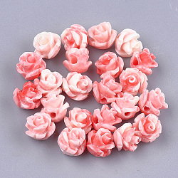Synthetic Coral Beads, Dyed, Flower, Salmon, 6~7x6~7mm, Hole: 1.2mm(X-CORA-S027-30A)