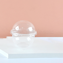 Plastic Small Cake Containers, Disposable Dessert Cake Boxes, with Lids, Round, Clear, 45~95x93mm, Hole: 1.8mm(PAAG-PW0014-03A)