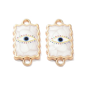 Resin Connector Charms, Light Gold Tone Alloy Enamel Eye Links, Rectangle, 23x12x2mm, Hole: 2mm