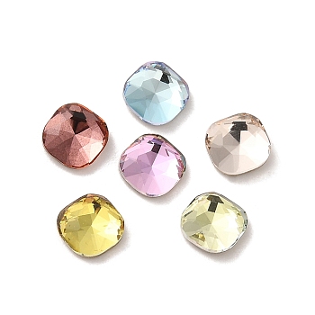 Glass Rhinestone Cabochons, Point Back & Back Plated, Faceted, Square, Mixed Color, 5x5x2mm