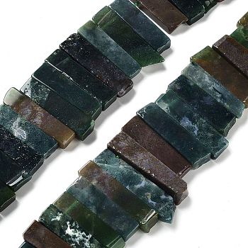 Natural Indian Agate Beads Strands, Top Drilled Beads, Rectangle, 24~62x8~14x4~9mm, Hole: 1.8mm, about 34~39pcs/strand, 15.04''~15.51''(38.2~39.4cm)