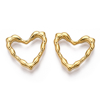 Ion Plating(IP) 304 Stainless Steel Linking Ring, Bumpy, Heart, Real 18K Gold Plated, 18.5x19.5x4mm, Inner Diameter: 10x14.5mm