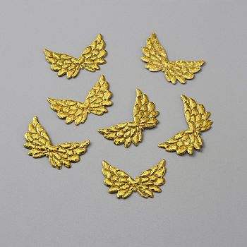 Non-Woven Fabric Ornament Accessories, Iridescent Embossed Angel Wing, Gold, 22x35x0.7mm