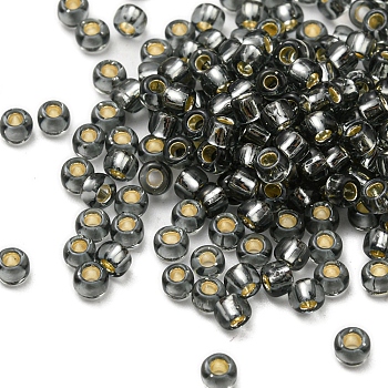 TOHO Round Seed Beads, Japanese Seed Beads, (29B) Silver Lined Gray, 8/0, 3mm, Hole: 1mm, about 10000pcs/pound