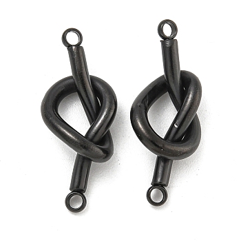 304 Stainless Steel Knot Links Connector Charms, Black, 21.5x9x5mm, Hole: 1.4mm