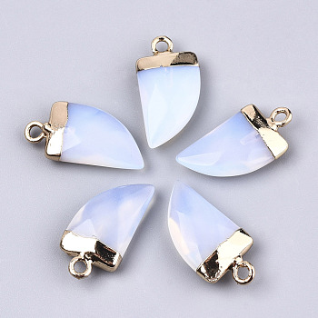 Opalite Pendants, Top Light Gold Plated, with Iron Loop, Scabbard, Faceted, 20x10.5x5mm, Hole: 1.8mm