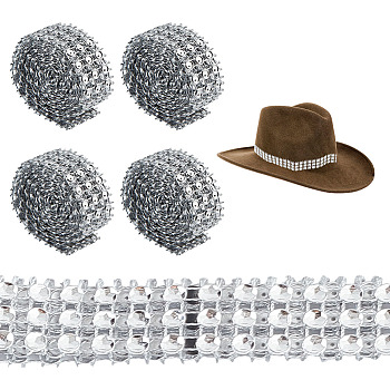 Plastic Rhinestone Hat Band, Silver, 900mm