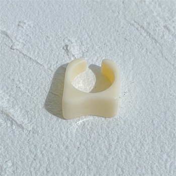 Summer Resin Cuff Rings for Women, Rectangle, Cornsilk, Inner Diameter: 17mm
