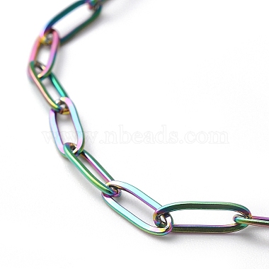 Ion Plating(IP) 304 Stainless Steel Paperclip Chain Bracelets(BJEW-O186-02MC)-3
