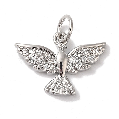 Platinum Clear Bird Brass+Cubic Zirconia Pendants