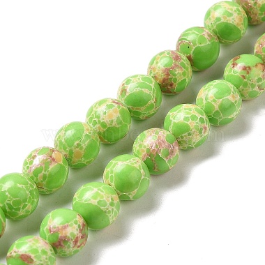 Green Yellow Round Imperial Jasper Beads