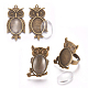 Vintage Adjustable Iron Owl Finger Ring Settings and Alloy Cabochon Bezel Settings(FIND-X0010-04AB)-1