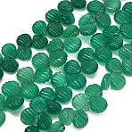 Natural Chrysoprase Carved Beads Strands, Shell Shapes, Dyed & Heated, Top Drilled, with Tassel, Green, 8~10x7.5~9.5x4~5mm, Hole: 0.3mm, about 32~36pcs/strand, 12.60''(32cm)(GG-CBA0C95-D03)