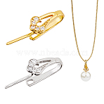 2Pcs 2 Colors 925 Sterling Silver Cubic Zirconia Pendants Bails, Mixed Color, 17x5x6mm, Hole: 1.5x1mm, 1pc/color(STER-HS0001-13)