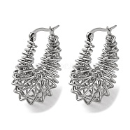 304 Stainless Steel Teardrop Hoop Earrings, Stainless Steel Color, 25x29.5x13mm(EJEW-K295-05P)