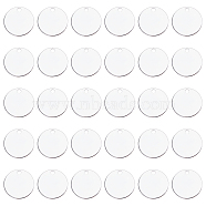 PandaHall Elite Brass Pendants, Stamping Blank Tag, Flat Round, Platinum, 20x1mm, Hole: 2mm, 30pcs/box(KK-PH0002-04P)
