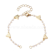 Handmade CCB Plastic Imitation Pearl Beaded Chains Bracelet Making, with Brass Triangle & Lobster Claw Clasp, Fit for Connector Charms, Golden, 6-1/2 inch(16.5cm)(AJEW-JB01150-25)