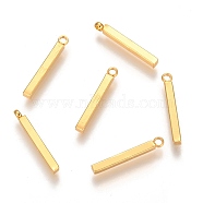 304 Stainless Steel Pendants, Rectangle/Bar, Golden, 17.5x2x2mm, Hole: 1.7mm(X-STAS-I100-32G)