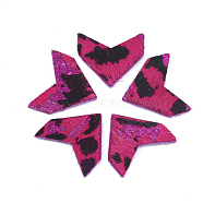 Eco-Friendly Cowhide Links connectors, Arrow with Leopard Print, Magenta, 22~23x24x2mm, Hole: 1.5mm(X-FIND-T045-05C)