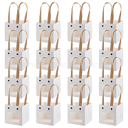 Paper Gift Bags, with Plastic Visible Window and Handles, White, unfold: 20.1x10x10.1cm(ABAG-WH0044-37)