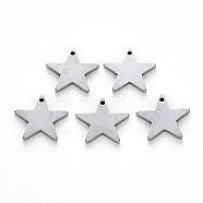 304 Stainless Steel Charms, Laser Cut, Star, Stainless Steel Color, 12x13x1mm, Hole: 1mm(STAS-N092-67)