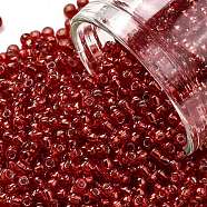 TOHO Round Seed Beads, Japanese Seed Beads, (25B) Silver Lined Siam Ruby, 11/0, 2.2mm, Hole: 0.8mm, about 1103pcs/10g(X-SEED-TR11-0025B)