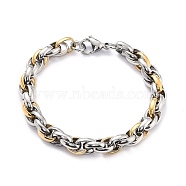 304 Stainless Steel Rope Chain Bracelet for Men Women, Two-tone Bracelet, Golden & Stainless Steel Color, 7-5/8 inch(19.5cm)(X-BJEW-Z011-19GP)