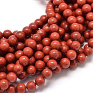 Grade A Natural Red Jasper Bead Strands, Round, 4mm, Hole: 1mm, about 90pcs/strand, 15.5 inch(X-G-P075-36-4mm)