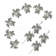 Tibetan Style Alloy Beads, Turtle, Antique Silver, 18x16x5mm, Hole: 1.8mm(TIBEB-YW0001-24)