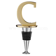 Silicone Wine Bottle Stoppers, with Zinc Alloy Findings, Cone and Letter, Letter.C, 106~107x40~42x25mm(FIND-WH0076-36-01C)