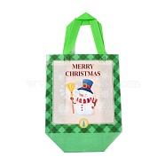 Christmas Theme Laminated Non-Woven Waterproof Bags, Heavy Duty Storage Reusable Shopping Bags, Rectangle with Handles, Lime, Snowman Pattern, 11x22x23cm(ABAG-B005-02A-03)
