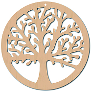 Laser Cut Wooden Wall Sculpture, Torus Wall Art, Home Decor Meditation Symbol, Flat Round, BurlyWood, Tree of Life Pattern, 30x30x0.6cm(WOOD-WH0113-050)