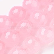Natural Malaysia Jade Beads Strands, Dyed, Faceted, Round, Pink, 4mm, Hole: 0.5mm, about 92pcs/strand, 14.9 inch(G-K288-4mm-14)