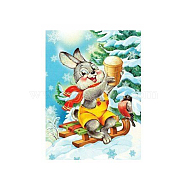 DIY Easter Theme Rabbit Pattern Full Drill Diamond Painting Canvas Kits, with Resin Rhinestones, Diamond Sticky Pen, Plastic Tray Plate and Glue Clay, Mixed Color, 405x300x0.2mm, Rhinestone: about 2.5mm in diameter, 1mm thick, 21bags(DIY-G074-01C)