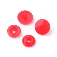 Plastic Snap Fasteners, Raincoat Snap Buttons, Flat Round, Red, 12x6.5mm(BUTT-S020-58E)
