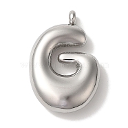 Non-Tarnish Ion Plating(IP) 304 Stainless Steel Pendants, Letter Charm, Stainless Steel Color, Letter G, 25.5x16.5x6mm, Hole: 2mm(STAS-M017-08P-07)