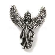 316 Surgical Stainless Steel Pendants, Angel Charm, Antique Silver, 33.5x28x12mm, Hole: 3.5x5mm(STAS-E212-131AS)