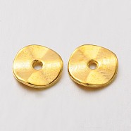 Tibetan Style Alloy Wavy Spacer Beads, Flat Round, Cadmium Free & Nickel Free & Lead Free, Golden, 10x1mm, Hole: 2mm(K0NWF012)