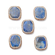 Natural Lapis Lazuli Beads, with Polymer Clay Rhinestone, Faceted, Nuggets, 29.5~31x26~27x7~9mm, Hole: 1mm(G-F746-01D)