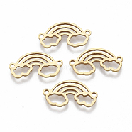 201 Stainless Steel Links connectors, Laser Cut Links, Rainbow, Golden, 10x19x1mm, Hole: 1.4mm(X-STAS-R104-051G)