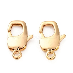 Brass Lobster Claw Clasps, Real 18K Gold Plated, 16x10x3mm, Hole: 1.8mm(KK-H513-01A-G)