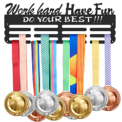 Fashion Iron Medal Hanger Holder Display Wall Rack, with Screws, Word Work Hard Have Fun Do Your Best , Word, 150x400mm(ODIS-WH0021-344)