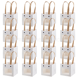 Paper Gift Bags, with Plastic Visible Window and Handles, White, unfold: 20.1x10x10.1cm(ABAG-WH0044-37)