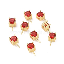 925 Sterling Silver Peg Bails, with Cubic Zirconia, Square, Golden, FireBrick, 9x4x4.5mm, Hole: 2.5x1.5mm, Pin: 0.6mm(STER-D035-47G-03)