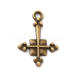 Tibetan Style Alloy Pendants, Religion Cross Charm, Antique Bronze, 15.5x10.5x2mm, Hole: 1mm(PALLOY-Q450-01AB)