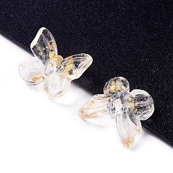 Electroplate Glass Beads, with Golden Foil, Butterfly, Light Yellow, 10x11x4mm, Hole: 1mm(EGLA-E059-E07)