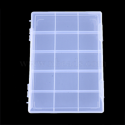 Plastic Bead Storage Containers, 15 Compartments, Rectangle, Clear, 28.5x19.5x2.2cm, Compartment: 53.5x60mm(CON-Q031-03C)