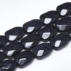 Synthetic Blue Goldstone Beads Strands, Faceted, Calabash, 16~16.5x12x6mm, Hole: 1mm, about 12pcs/strand, 7.8 inch(G-T122-01O)