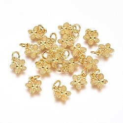 Electroplated Alloy Charms, Long-Lasting Plated, with Brass Jump Ring, Butterfly, Golden, 9.5x8.5x2.5mm, Hole: 3.5mm(PALLOY-G267-04G)